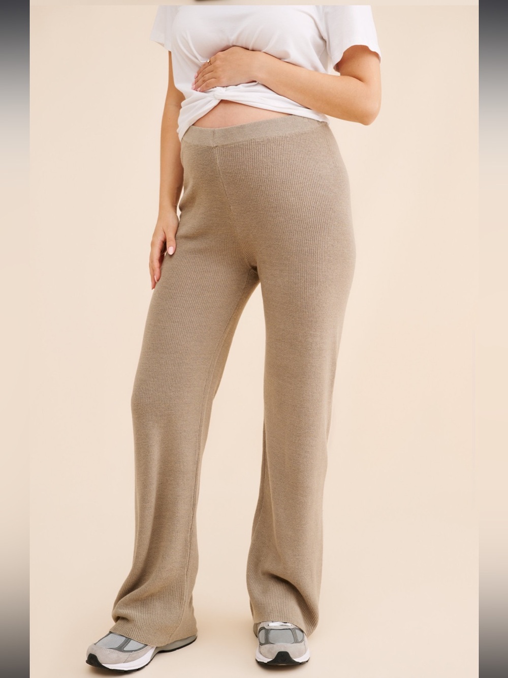 Isabel Maternity by Ingrid & Isabel Knit Lounge Pants in Camel and Gray!